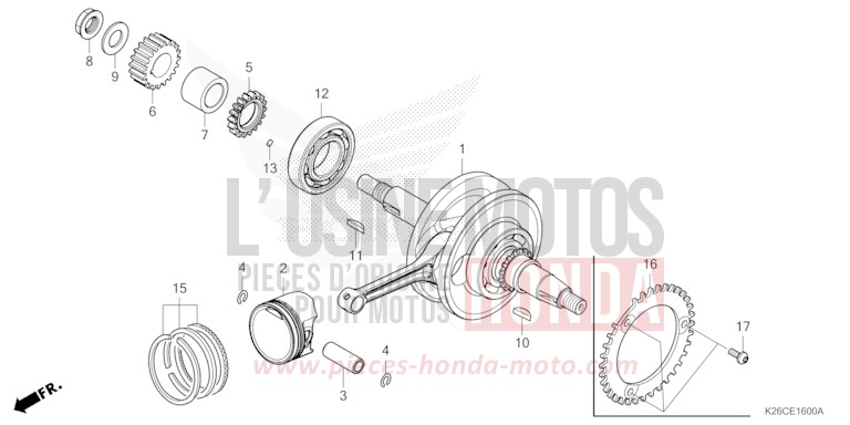 CRANKSHAFT/PISTON for MSX GROM A CANDY VICTORY BLUE (B214) from 2024